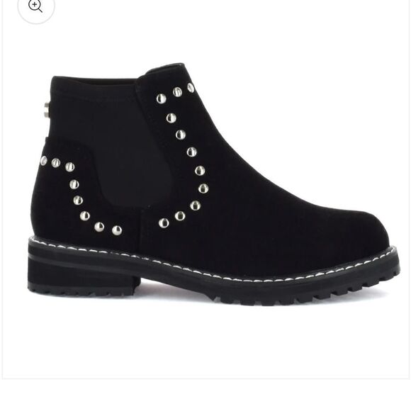 Seven For All Mankind Romanoff Waterproof Ankle Boot Black with Studs 10 NWOB - Picture 1 of 7